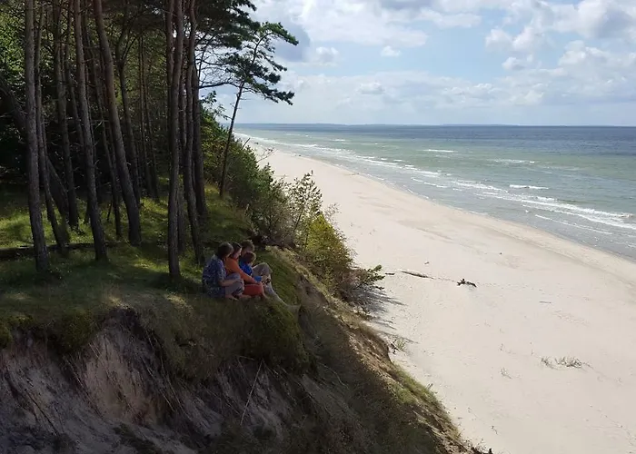 House-1,2km To The Beach; 5 Bedrooms, 3 Bahrooms; Fire Place. Private Sauna! Сasa de vacaciones Wisełka